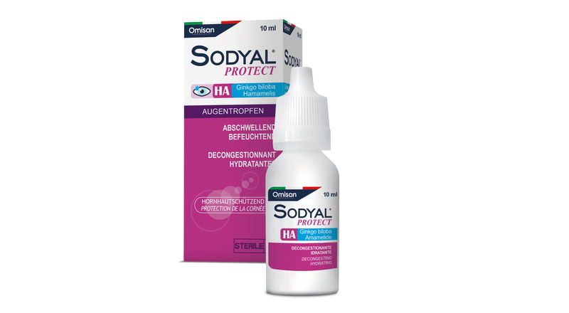 Verpackung SODYAL<sup>®</sup> PROTECT: mit 0,15 % Hyaluron - auch für Allergiker